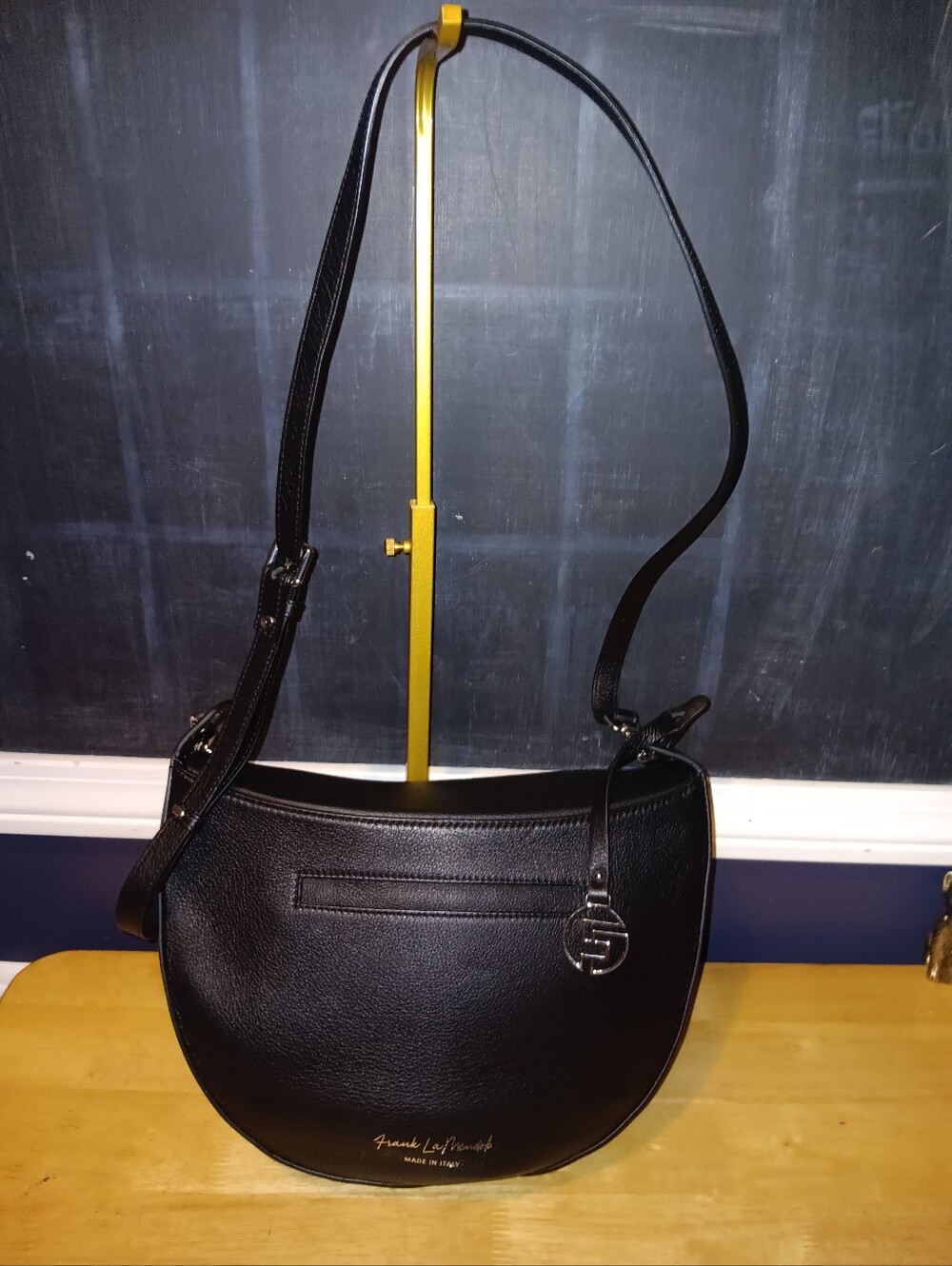 Frank Lamendola Black Leather Crescent Shoulder Bag